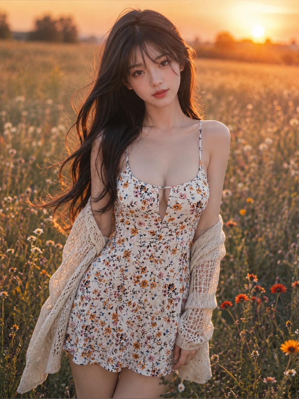 Frolicking in flowers flowy trapeze blooming boho floral mini dress sm